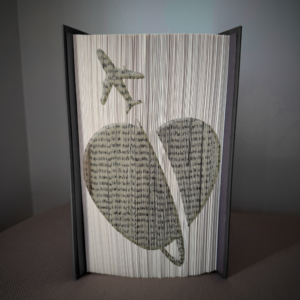 airplane with heart book folding pattern preview - Cut & Fold