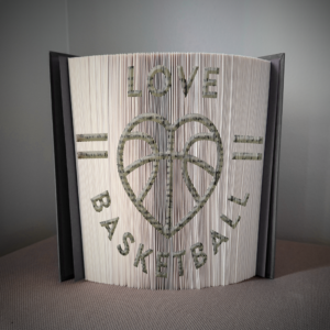 basketball heart book folding pattern preview - Cut & Fold