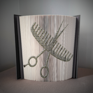 beauty salon scissors and comb book folding pattern preview - Cut & Fold