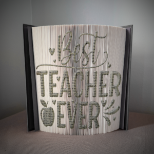 best teacher ever with apple book folding pattern preview - Cut & Fold