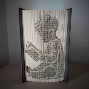 child reading book folding pattern preview - Cut & Fold