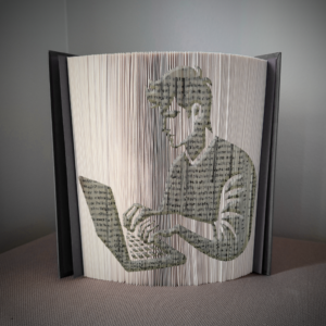 computer laptop book folding pattern preview - Cut & Fold