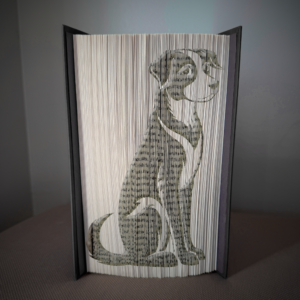 dog sitting book folding pattern preview - Cut & Fold