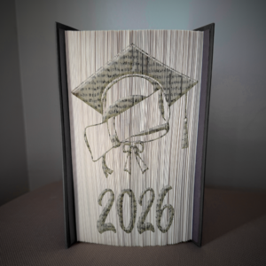 grad hat and diploma book folding pattern preview - Cut & Fold