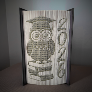 grad owl book folding pattern preview - Cut & Fold