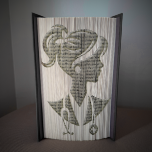 nurse stethoscope side view book folding pattern preview - Cut & Fold