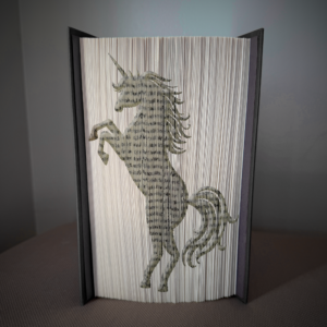 unicorn standing book folding pattern preview - Cut & Fold